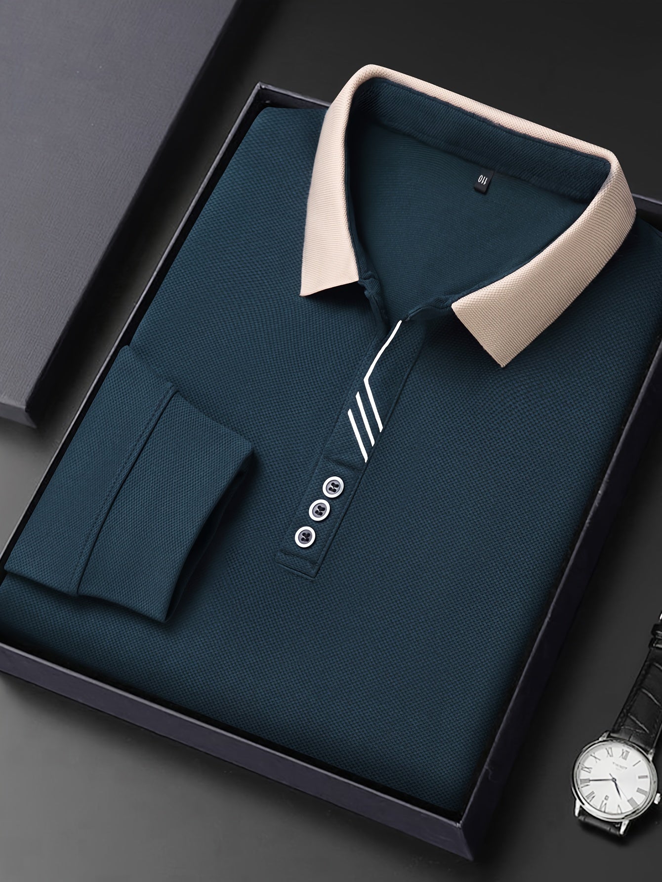 Camisa de manga comprida elástica leve masculina para golfe e uso casual