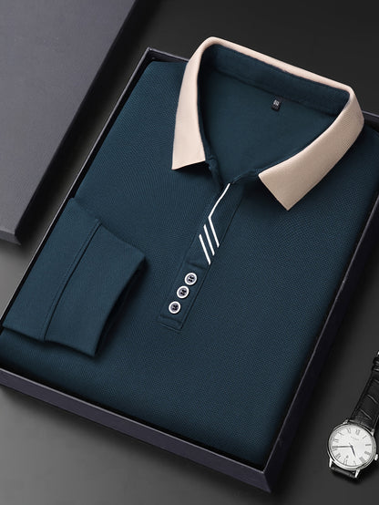 Camisa de manga comprida elástica leve masculina para golfe e uso casual