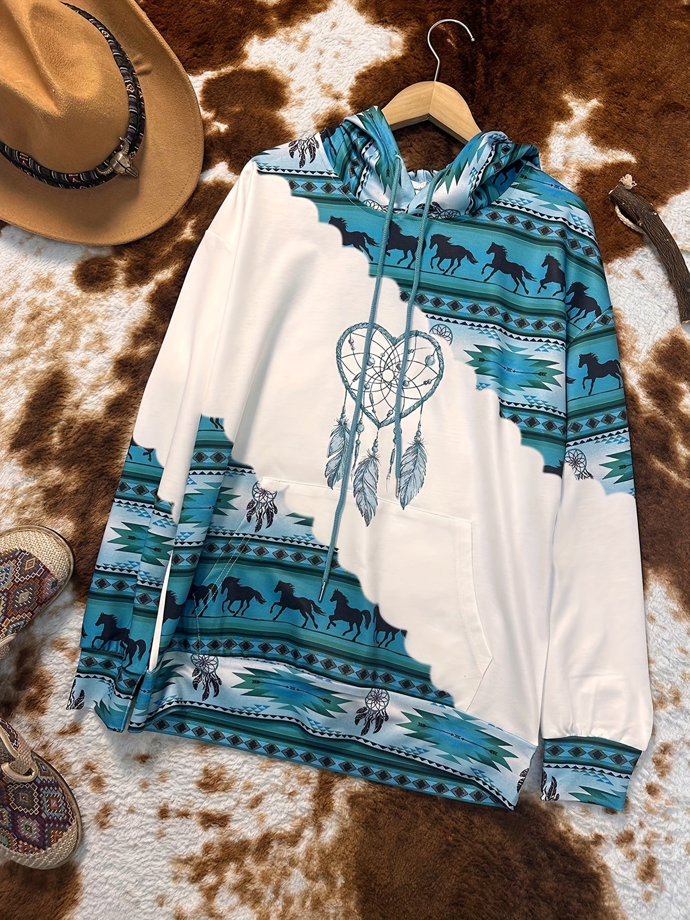 Bohemian Dreamcatcher Hoodie, Round Neck, All Seasons.