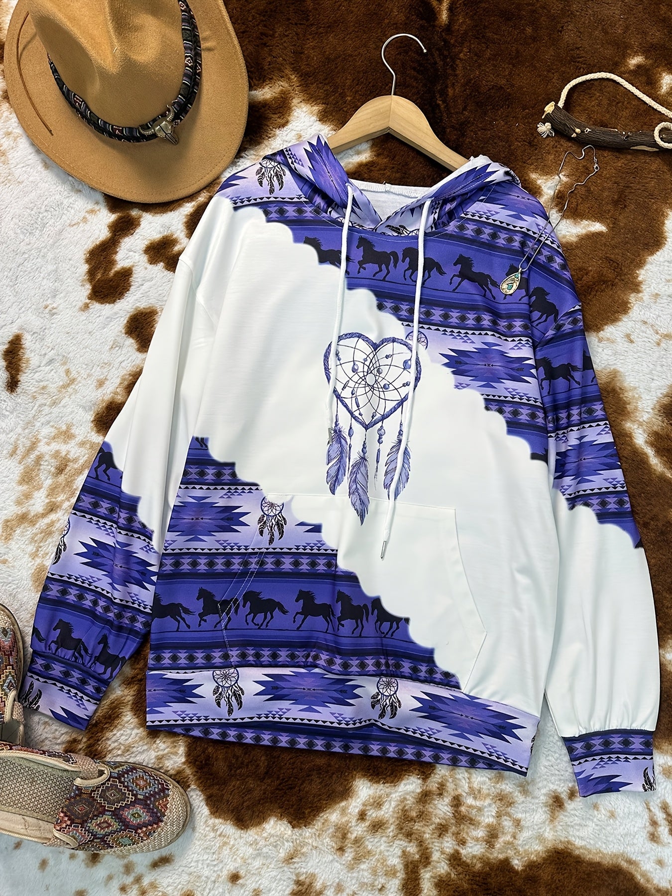 Bohemian Dreamcatcher Hoodie, Round Neck, All Seasons.