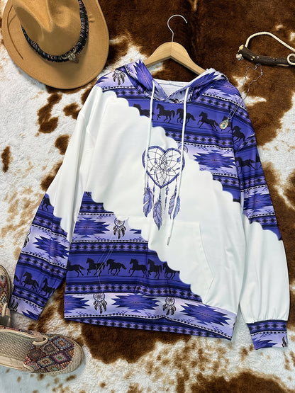 Bohemian Dreamcatcher Hoodie, Round Neck, All Seasons.