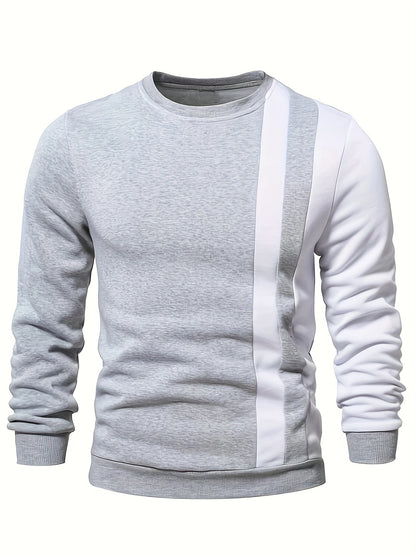 Color Block Casual Sweatshirt, Men's Crew Neck Fall/Winter Design