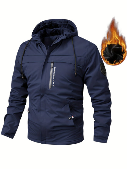 Casaco de lã com capuz masculino, casaco casual de inverno