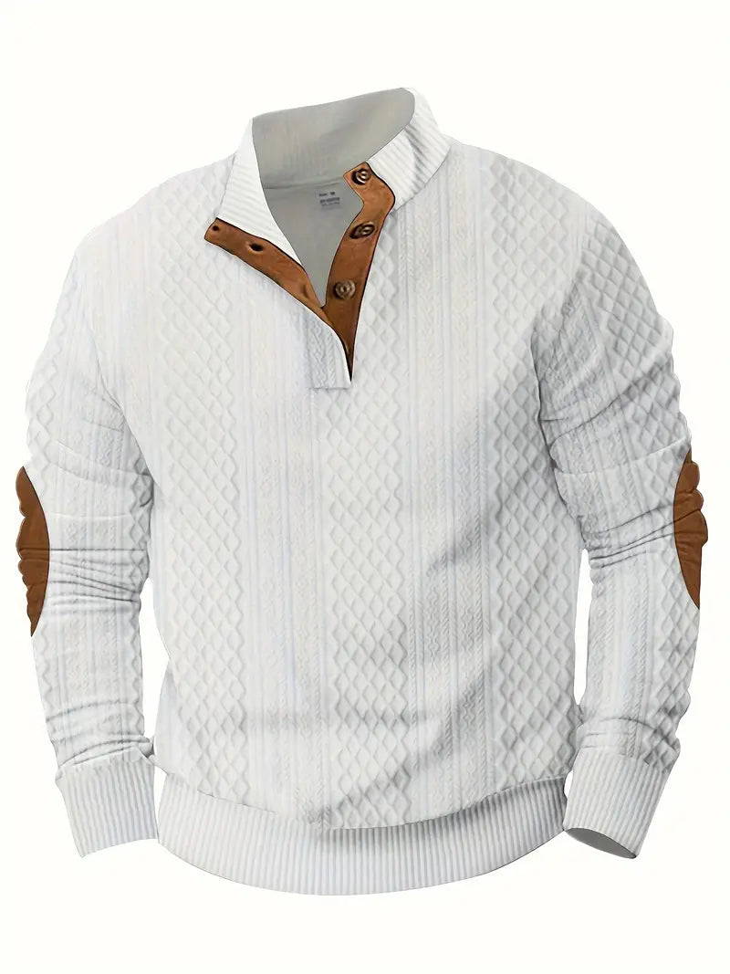 Lässiger Jacquard-Strickpullover mit Stehkragen für Herren