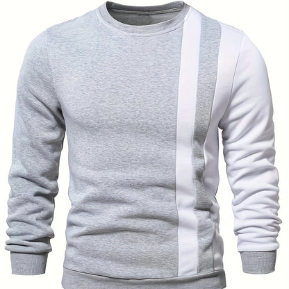 Color Block Casual Sweatshirt, Men's Crew Neck Fall/Winter Design