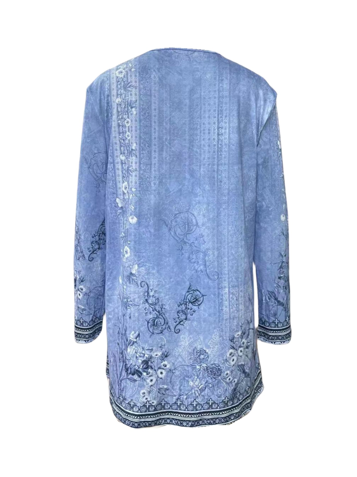 [Chic Floral Print Cardigan] Lightweight Polyester Blend Chic Floral Print Cardigan - Casual Long Sleeve Open Front Jacket, Machine Washable, Perfect for Spring & Fall