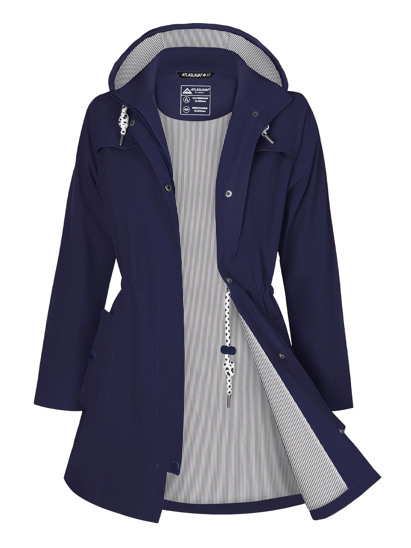 Women'S Lightweight Waterproof Rain Jacket with Hood - Casual Long Sleeve Windbreaker, Lightweight Trench Coat for Outdoor Use, Hooded Windbreaker