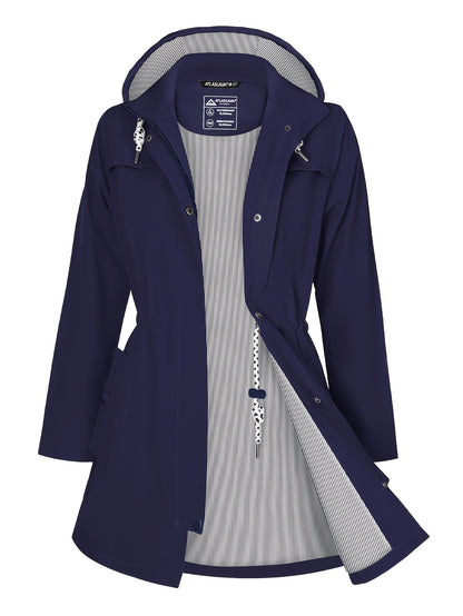Women'S Lightweight Waterproof Rain Jacket with Hood - Casual Long Sleeve Windbreaker, Lightweight Trench Coat for Outdoor Use, Hooded Windbreaker