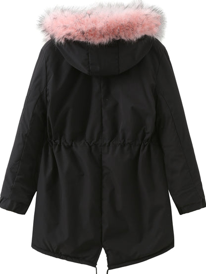 Olive Green Fleece-Lined Parka, Zip-Up Winter Coat