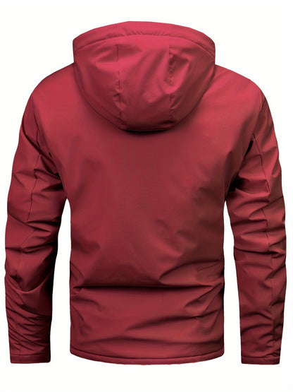 Casaco de lã com capuz masculino, casaco casual de inverno