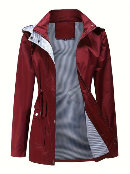 2025 New Autumn And Winter Detachable Hooded Trench Coat for Women, Plus Size Stylish Casual Outdoor Raincoat.
