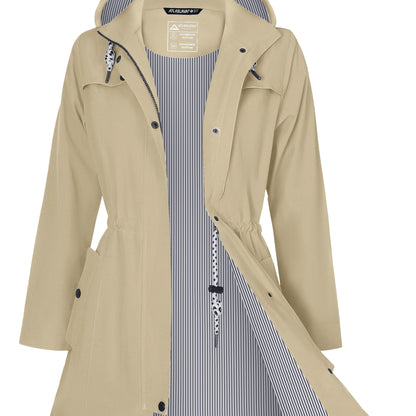 Women'S Lightweight Waterproof Rain Jacket with Hood - Casual Long Sleeve Windbreaker, Lightweight Trench Coat for Outdoor Use, Hooded Windbreaker