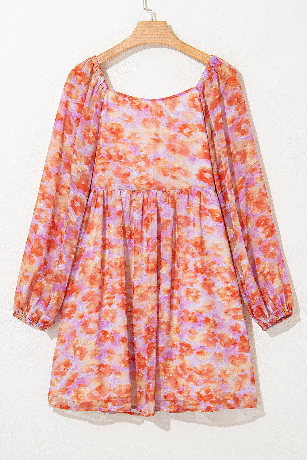 Floral Print Square Neck Mini Dress