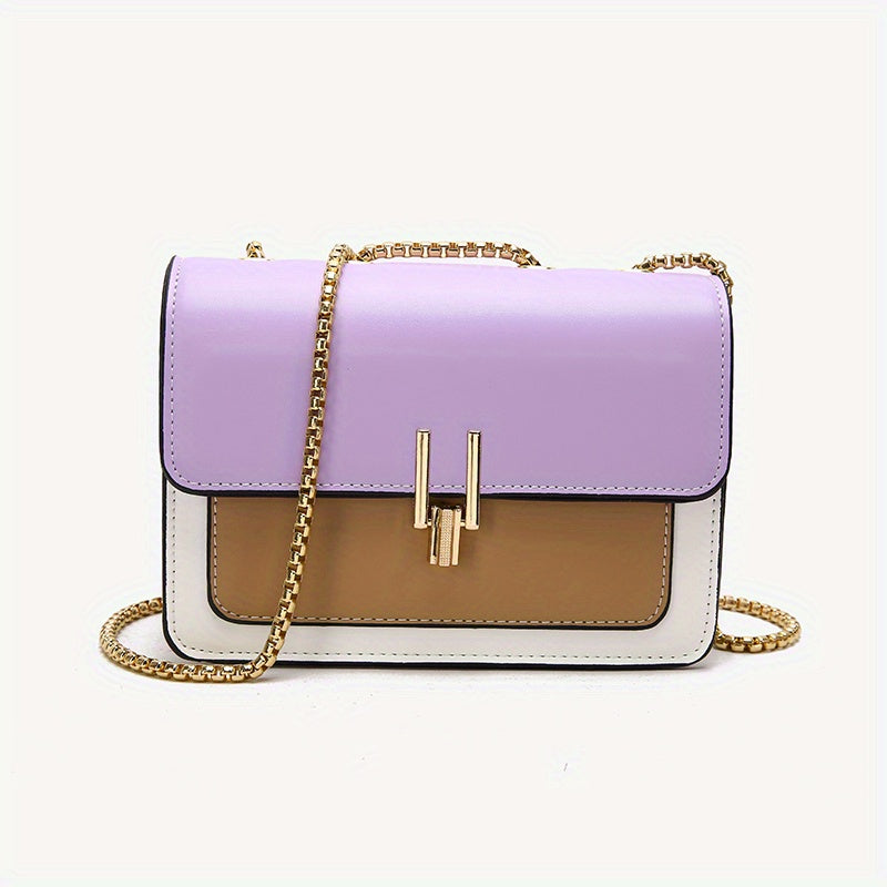 Bolsa de ombro com aba da moda, bolsa feminina com fivela decorativa e alça larga