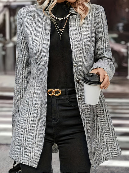 Women's Fashion Tweed Jacket, Slimming Medium-Long Casual Coat