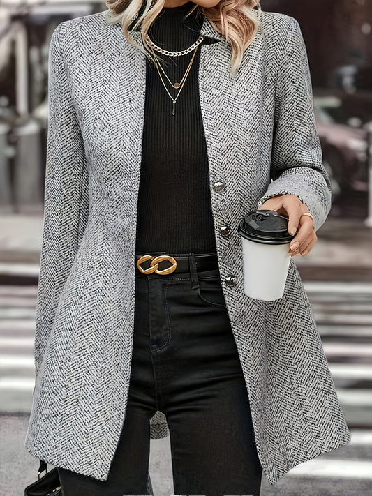 Women's Fashion Tweed Jacket, Slimming Medium-Long Casual Coat