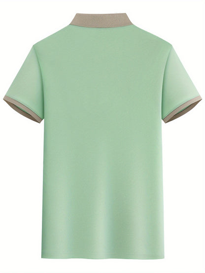 Men's Casual Polo Shirt, Geometric Pattern, Short Sleeve