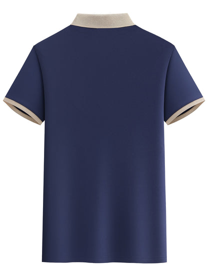 Men's Casual Polo Shirt, Geometric Pattern, Short Sleeve