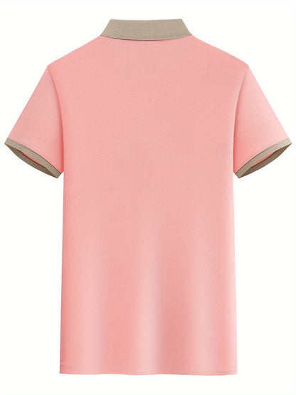 Men's Casual Polo Shirt, Geometric Pattern, Short Sleeve