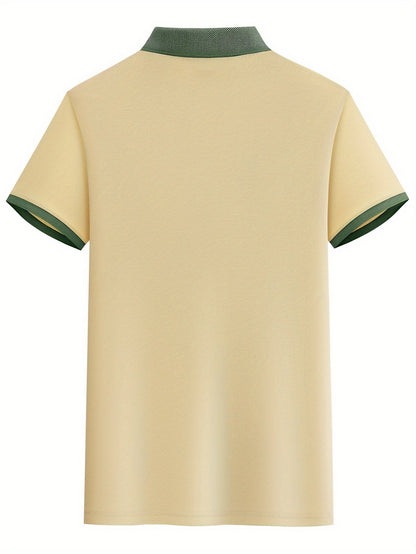 Men's Casual Polo Shirt, Geometric Pattern, Short Sleeve