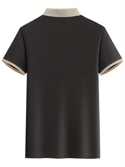 Men's Casual Polo Shirt, Geometric Pattern, Short Sleeve