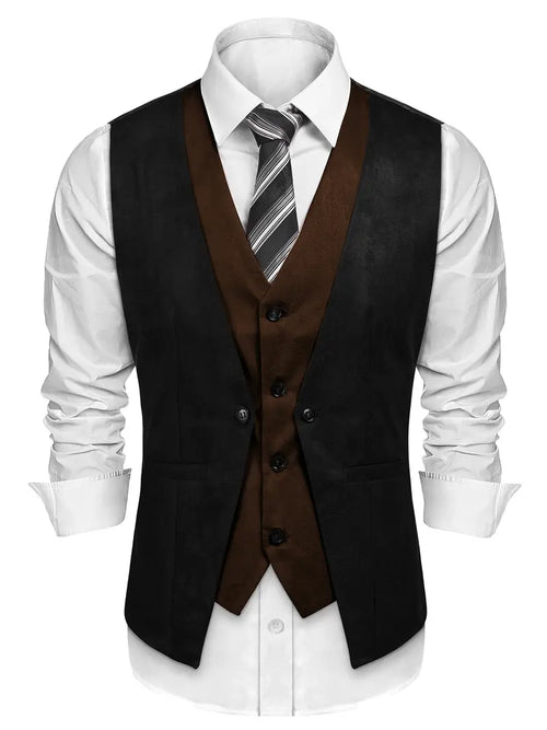 Colete masculino camurça colete estilo camadas vestido colete