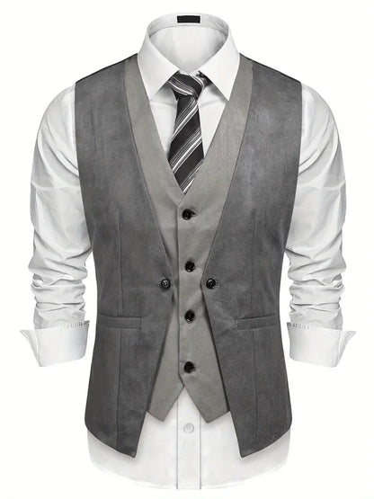 Colete masculino camurça colete estilo camadas vestido colete