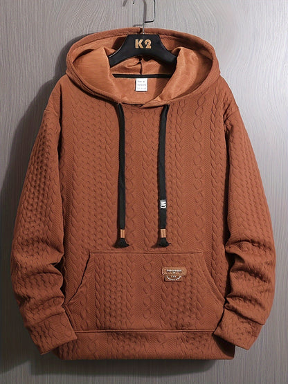 Men's Solid Polyester Hoodie, Long Sleeve, Sports Style