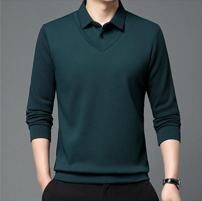 Julian™ - Camisa elegante de duas peças com gola listrada