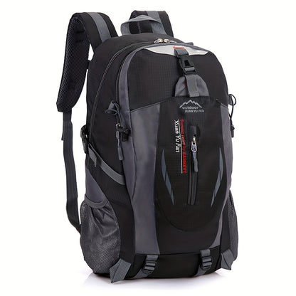 Universal Fit Nylon Hiking Backpack - 7.93-10.57gal Capacity, Non-Waterproof, Zip Closure, Alphabet Pattern, Sports Style for Climbing & Outdoor Activities