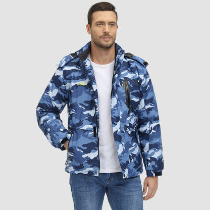 Men's Winter Jacket Water Repellent Ski Snow Jacket Warm Fleece Coat