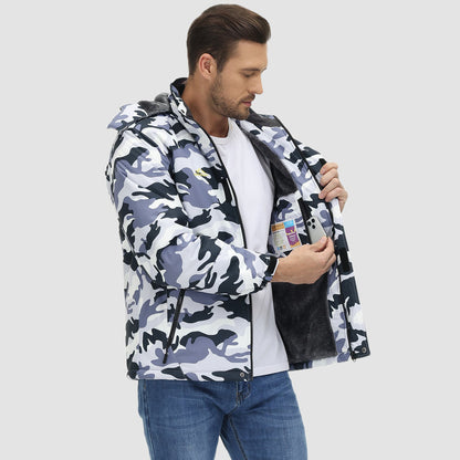 Men's Winter Jacket Water Repellent Ski Snow Jacket Warm Fleece Coat
