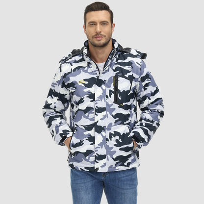 Men's Winter Jacket Water Repellent Ski Snow Jacket Warm Fleece Coat