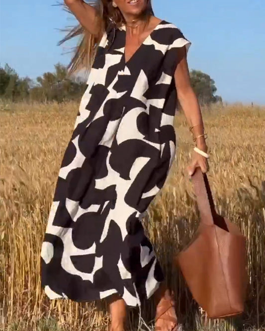 Aria™ - Vestido estampado com decote em V suave e fluido