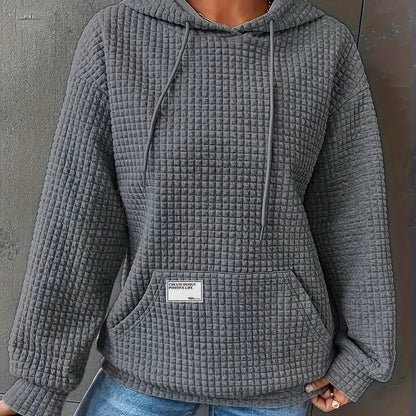 Cozy Waffle Knit Hoodie, Women's Long Sleeve Pullover for Fall/Winter.