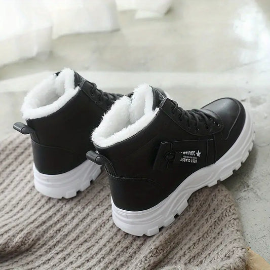 High-Top-Schuhe für Damen – Winter-Sportschuhe mit Plüschfutter und Schnürung