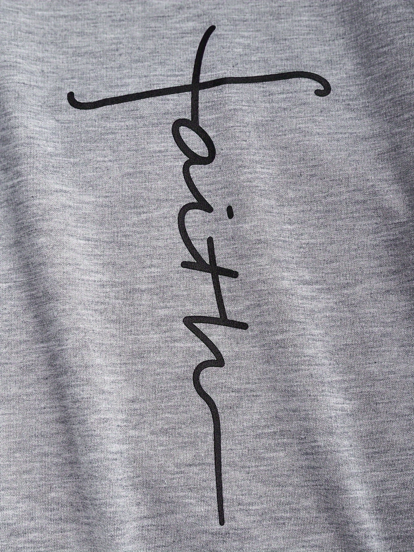 Moletom com capuz com estampa de letras e cordão - Moletom casual de manga comprida