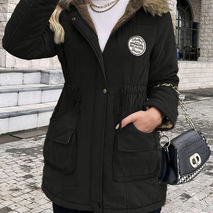 Women's Long Parka Jacket, Warm with Pockets