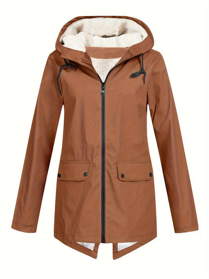 Flap Pockets Zip-up Hoodie Jacket - Casual Long Sleeve Windbreaker for Fall & Winter