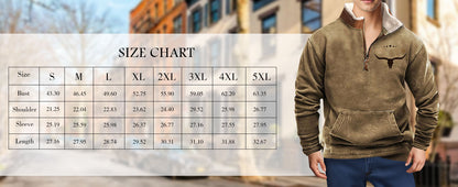 Herren-Fleece-Sweatshirt mit Vintage-Print und 1/4-Reißverschluss im Western-Azteken-Stil