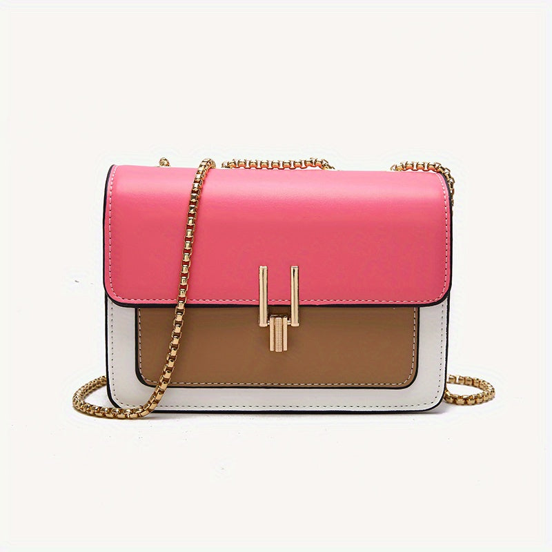 Bolsa de ombro com aba da moda, bolsa feminina com fivela decorativa e alça larga