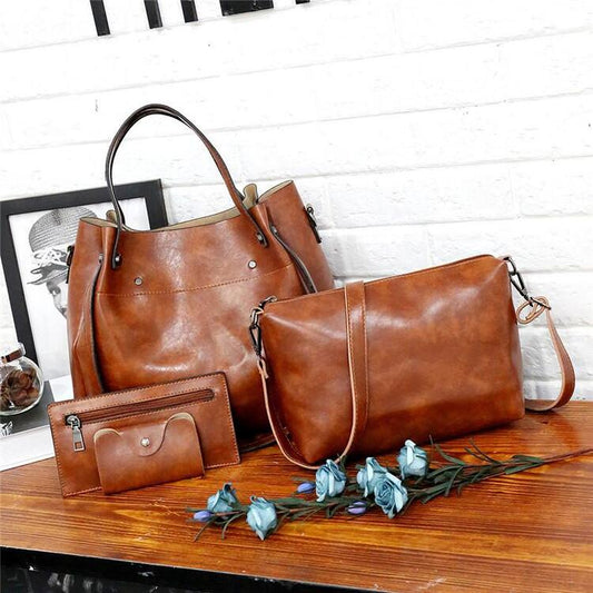Riley™ - Conjunto de bolsa vintage macia de 4 peças