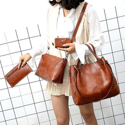 Riley™ - Conjunto de bolsa vintage macia de 4 peças