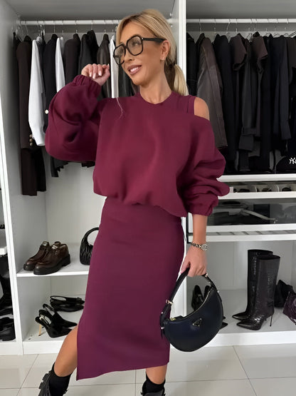 Aria™ – Elegantes zweiteiliges Set (Kleid + Pullover)