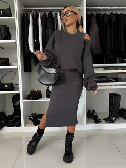 Aria™ – Elegantes zweiteiliges Set (Kleid + Pullover)