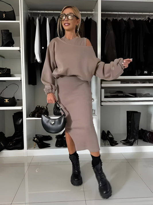 Aria™ – Elegantes zweiteiliges Set (Kleid + Pullover)