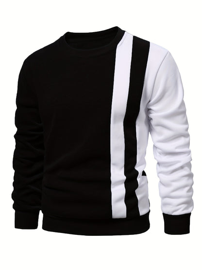 Color Block Casual Sweatshirt, Men's Crew Neck Fall/Winter Design