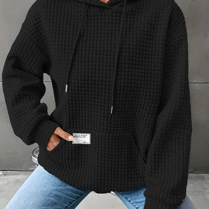 Cozy Waffle Knit Hoodie, Women's Long Sleeve Pullover for Fall/Winter.