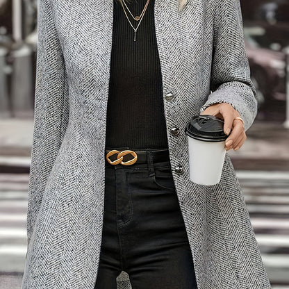Women's Fashion Tweed Jacket, Slimming Medium-Long Casual Coat