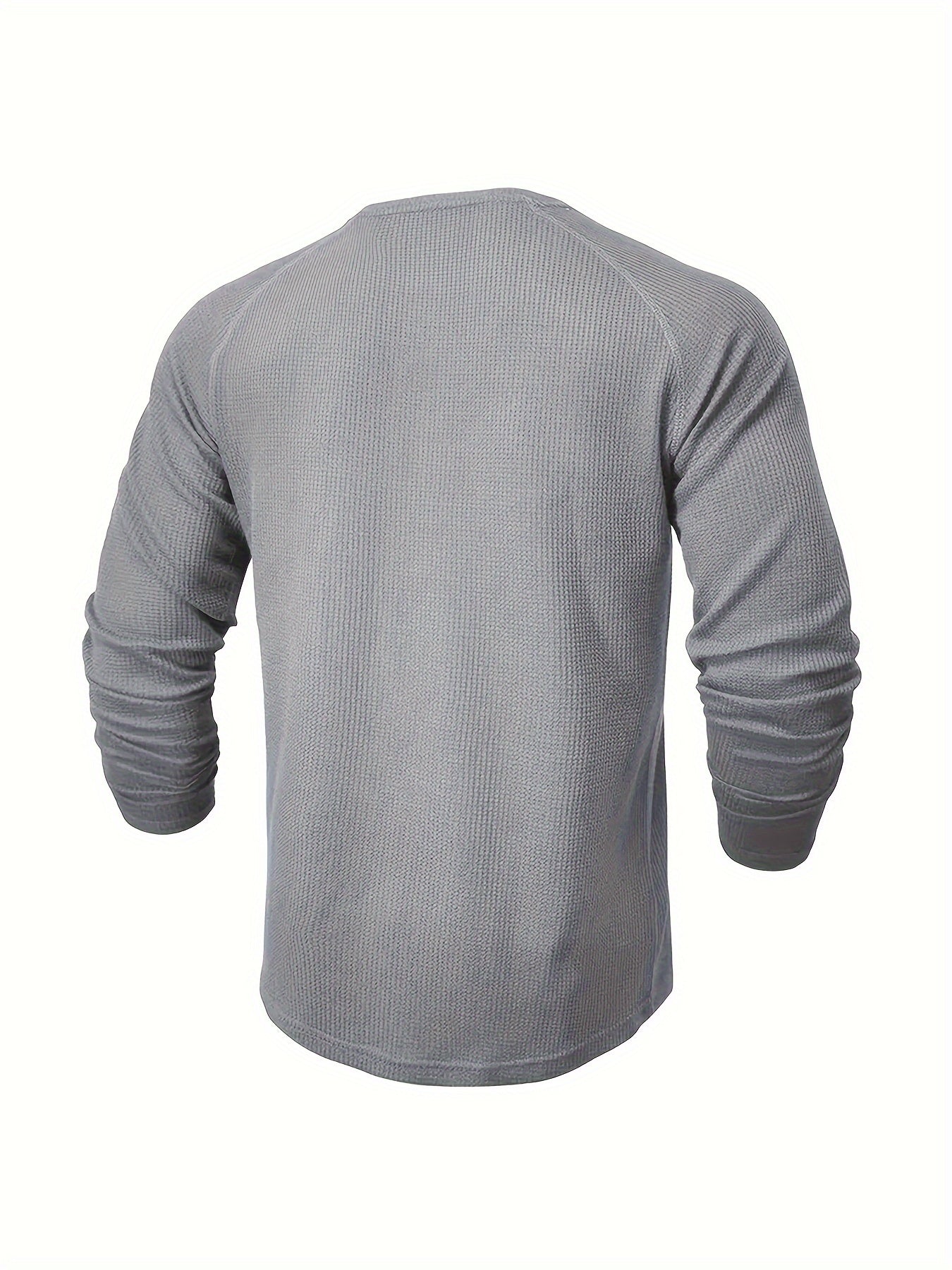 Camisa Henley Masculina Sólida, Manga Longa, Gola Redonda, Meio Botão